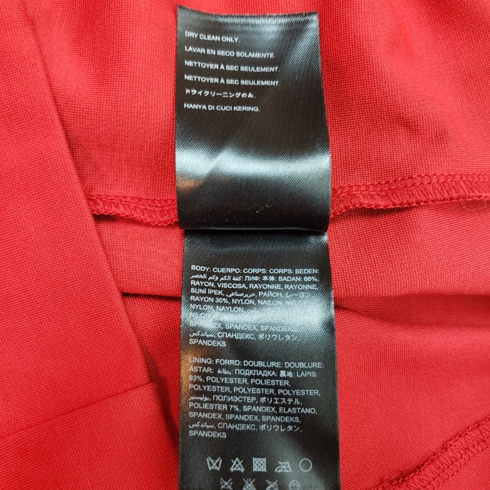 Bebe | Red Cut Mariah Pepulm Dress - Picture 8 of 8